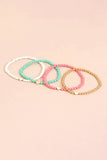 Pink Heart Beaded Multi Layered Bracelet Set