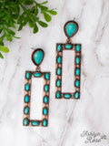 Let's Go Square Dancing Teardrop Turquoise Earrings