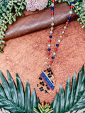 Red, White, and Roar Leopard Teardrop Necklace