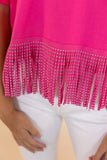 Here for the Show Studded Fringe Crop Top in Hot Pink