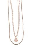 Cheers To Forever Iridescent Stone Pendant Pastel Pink Layered Necklace