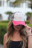 Distressed Tan, Brown and Coral Cap