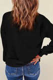 Black New Year Champagne Print Pullover Sweatshirt