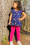 2 PC Legging with Mixed Print Blouse