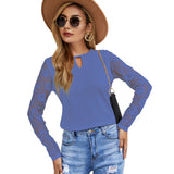 Lace Splice Long Sleeve Top