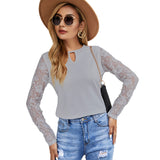 Lace Splice Long Sleeve Top