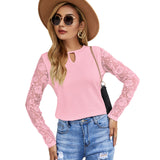 Lace Splice Long Sleeve Top