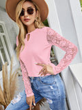 Lace Splice Long Sleeve Top