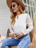 Lace Splice Long Sleeve Top