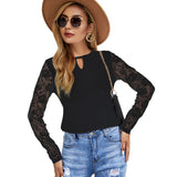 Lace Splice Long Sleeve Top