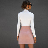 High Neck Long Sleeve Slim Fit Skirt