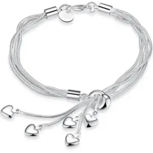 Multi Strand Heart Charm Bracelet