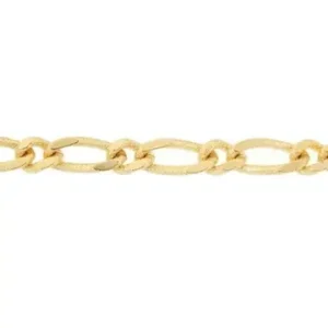 Etched Figaro Chain Gold Necklace