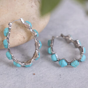 Green Square Turquoise Gem Earrings
