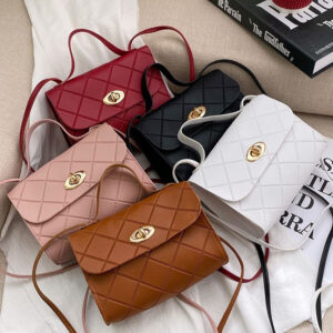 Leather Diamond Pattern Messenger Bag
