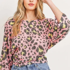 Leopard Knit Back Opened Top