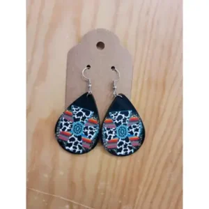 Serape Cowprint   Cross Earrings
