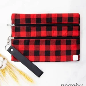 Plaid Promises Double Zipper Bag